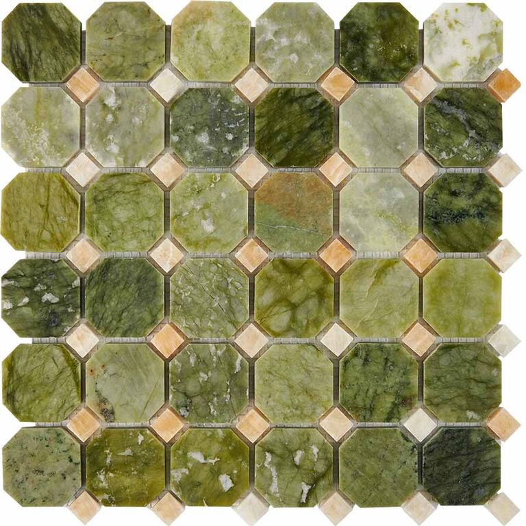Мозаика каменная PIX211 Pixmosaic зеленая PIX 211 Dondong, Honey onyx полированная