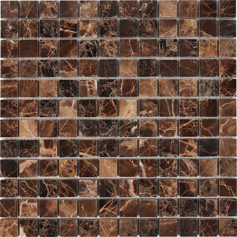 Мозаика каменная PIX217 Pixmosaic PIX 217 Dark Emperador полированная коричневая