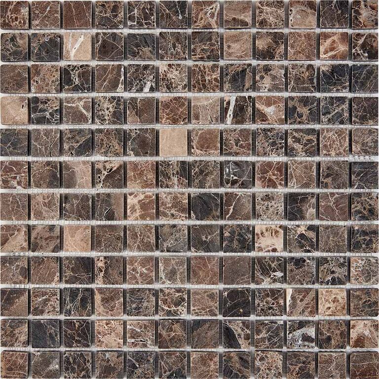 Мозаика каменная PIX220 Pixmosaic PIX 220 Dark Emperador матовая коричневая