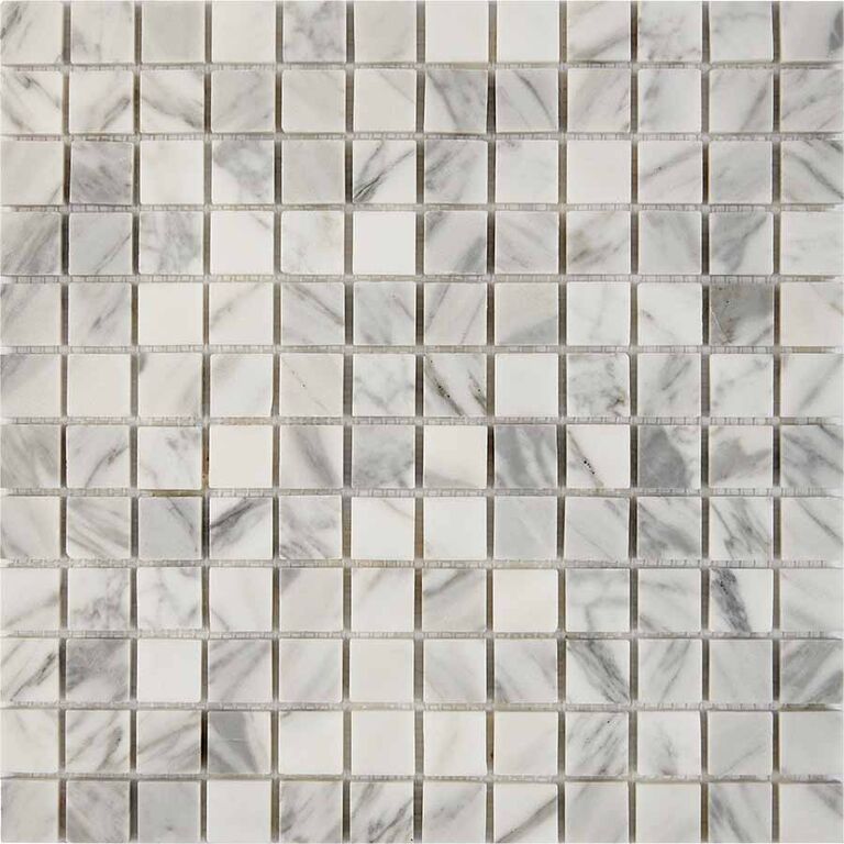 Мозаика каменная PIX242 Pixmosaic PIX 242 Bianco carrara полированная белая серая