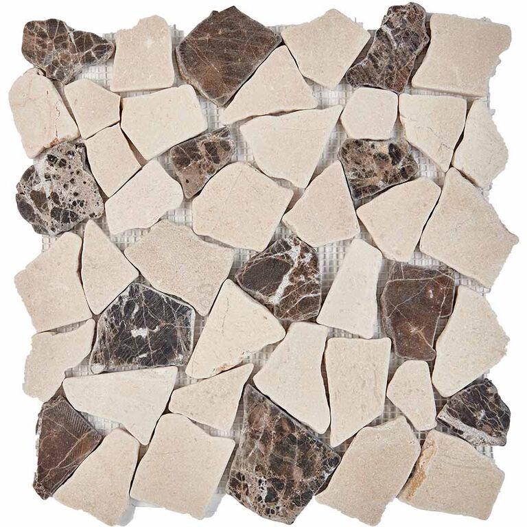 Мозаика каменная PIX262 Pixmosaic PIX 262 матовая бежевая коричневая Cream marfil Dark Imperador