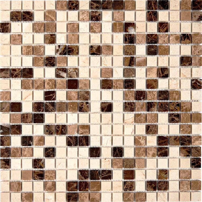 Мозаика каменная PIX268 Pixmosaic PIX 268 полированная бежевая коричневая Emperador Dark, light, Crema Nova