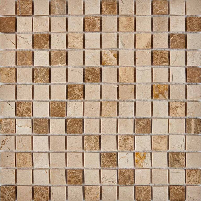 Мозаика каменная PIX274 Pixmosaic PIX 274 полированная бежевая коричневая Emperador Light Crema Nova