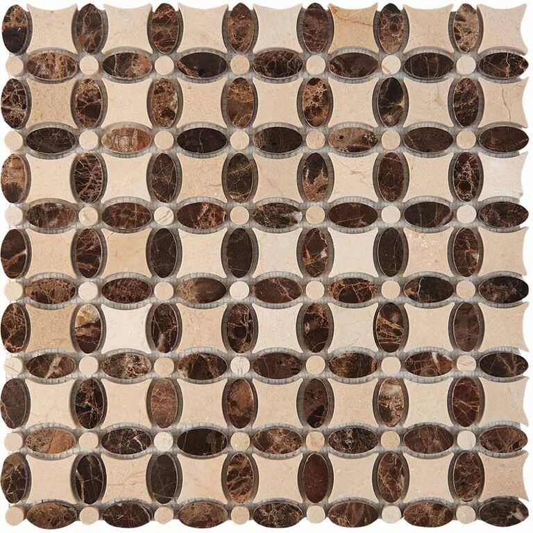 Мозаика каменная PIX283 Pixmosaic PIX 283 бежевая коричневая полированная