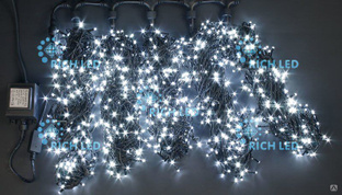 Комплект гирлянды на дерево Rich LED 5 Нитей по 20 м, 1000 led, статика, черный пр., белый (арт.RL-S5*20-B/W) 