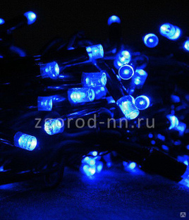 Светодиодная гирлянда нить 10 м, 100 led, черный каучуковый пр. IP54, синий (арт. LL100-1-2B) 