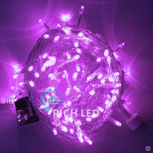Светодиодная нить Rich LED 10 м, 220V, статика, IP54, прозрачный пр., фиолетовый (арт.RL-S10C-220V-T/V) 