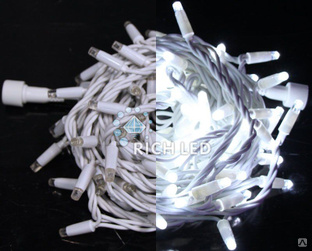 Светодиодная нить Rich LED 10 м, 24В, статика, цветная резина, IP65, герметич. колпачок, белый (арт. RL-S10C-24V-RW/W) 