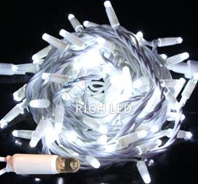 Светодиодная нить Rich LED 10 м, 220V, статика, IP65, резиновый пр., белый (арт.RL-S10C-220V-RW/W)