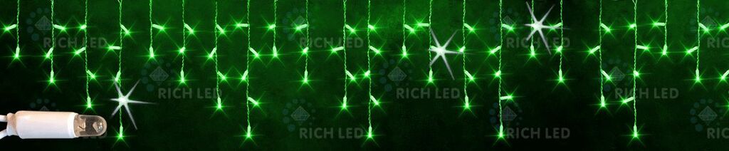 Светодиодная бахрома Rich LED 3х0.5 м, мерцание, IP65, герметич. колпачок, зеленый (арт.RL-i3*0.5F-CW/G)