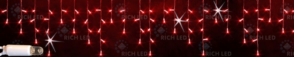 Светод. бахрома Rich LED 3х0.5 м, мерцание, резиновый пр., IP65, герметич. колпачок, красный (арт.RL-i3*0.5F-RW/R)