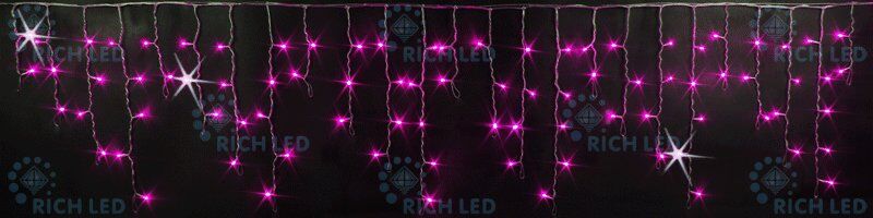 Светодиодная бахрома Rich LED 3х0.5 м, мерцание, IP65, герметич. колпачок, розовый (арт.RL-i3*0.5F-CW/P)