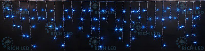 Светодиодная бахрома Rich LED 3х0.5 м, статика, 220V., прозрачный пр., синий (арт. RL-i3*0.5-T/B)