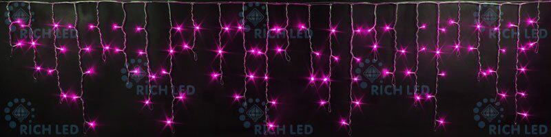 Светодиодная бахрома Rich LED 3х0.5 м, статика, 220V., прозрачный пр., розовый (арт.RL-i3*0.5-T/P)