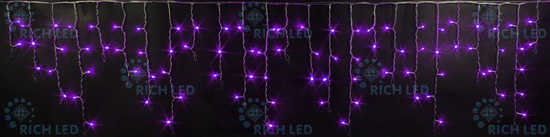 Светодиодная бахрома Rich LED 3х0.5 м, статика, 220V., прозрачный пр., фиолетовый (арт.RL-i3*0.5-T/V)