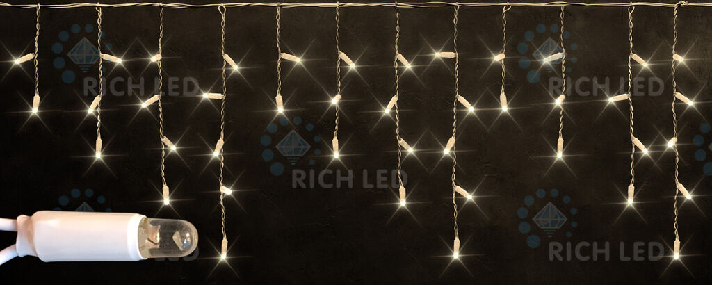 Светодиодная бахрома Rich LED 3х0.5 м, статика, IP65, герметич. колпачок, теплый белый (арт.RL-i3*0.5-CT/WW)