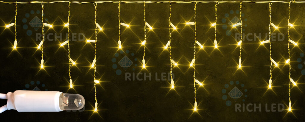 Светодиодная бахрома Rich LED 3х0.5 м, статика, IP65, герметич. колпачок, желтый (арт.RL-i3*0.5-CT/Y)