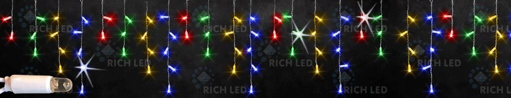 Светод. бахрома Rich LED 3х0.5 м, мерцание, резиновый пр., IP65, герметич. колпачок, мульти (арт.RL-i3*0.5F-RW/M)