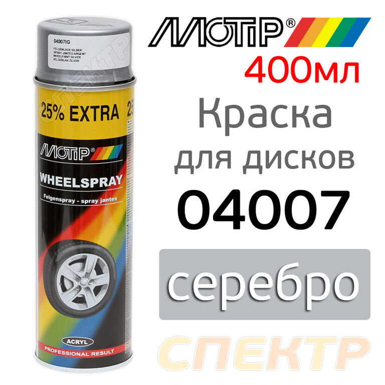 Краска-спрей для дисков MOTIP 4008 серебро (500мл)