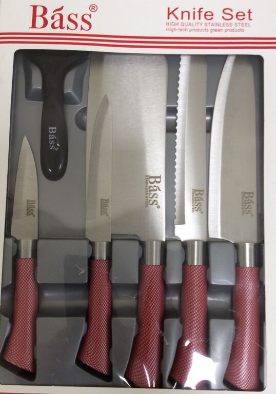 Набор ножей ХК BASS из нержавеющей стали, 5штук, овощечистка, В7891