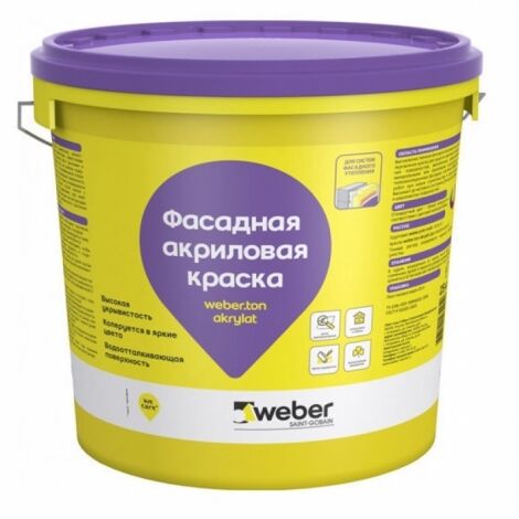 Фасадная акриловая краска weber.ton akrylat, белая база, 25 кг Weber.Vetonit