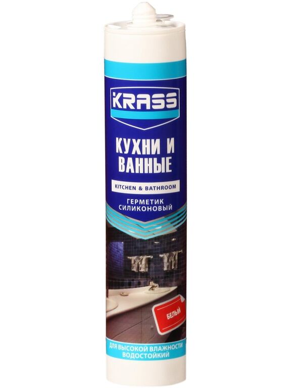 Герметик силиконовый KRASS для кухни и ванны белый 300 мл Krass