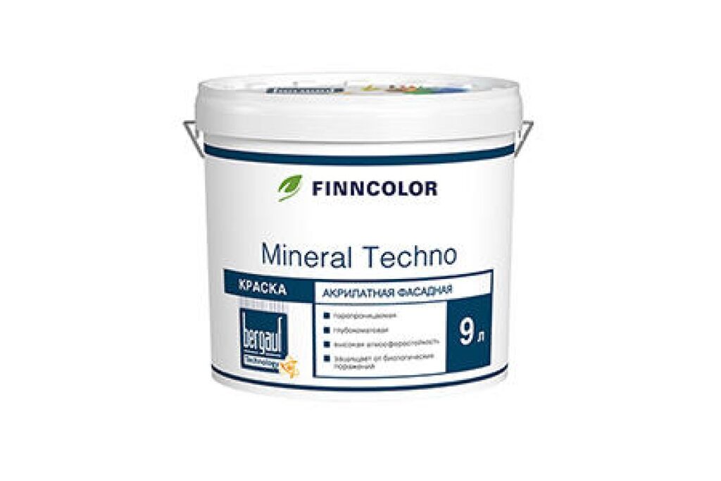 Краска Bergauf Mineral Techno ВД АК для фасадных работ База С 9л /44 шт под