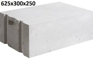 Автоклавный газобетонный блок для стен 625х300х250 мм