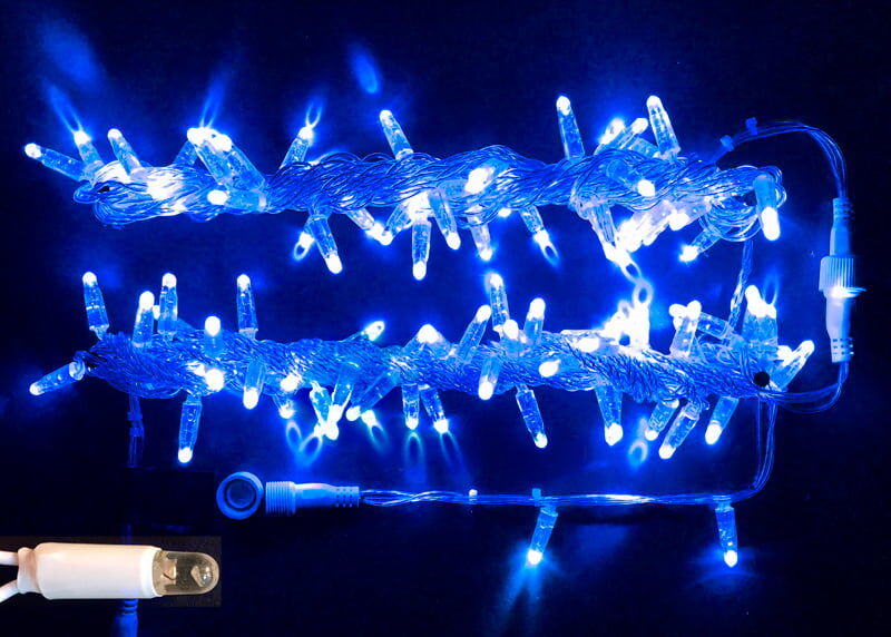 Гирлянда светодиодная LED Нить 10 м, 220В, IP65 герметичный колпачок, постоянное свечение, синяя