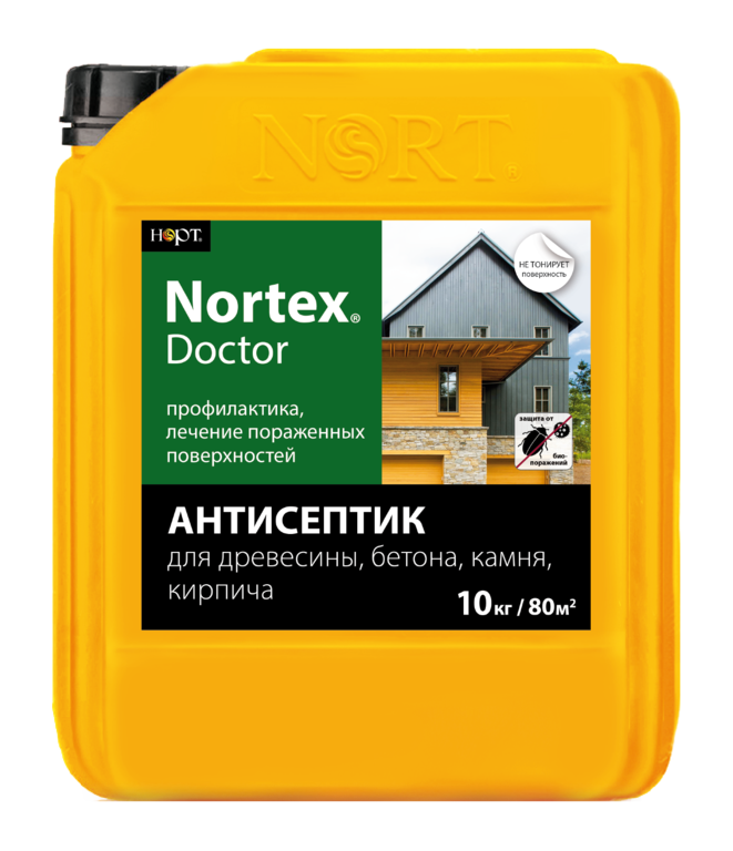 Антисептик «Nortex-Doctor для древесины, бетона, камня, кирпича, 5 кг