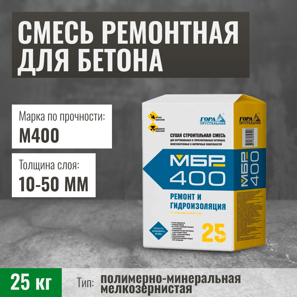 Смесь ремонтная для бетона МБР 400 в мешках по 25 кг